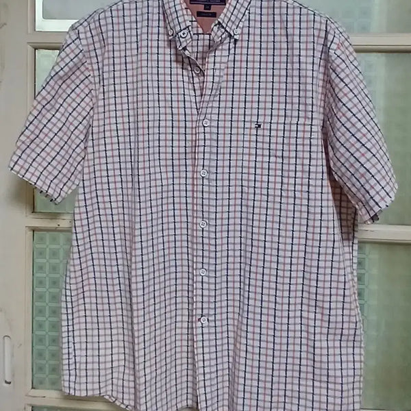 [BUNJANG] Tommy Hilfiger Short Sleeve Checkered Shirt / 타미힐피거 반팔 체크셔츠 100~105 사이즈