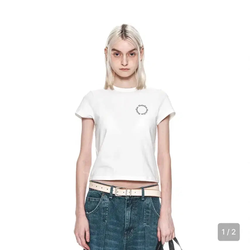 [BUNJANG] Matinkim Circle Logo Crop Top T-Shirt / 마뗑킴 circle logo crop top 반팔