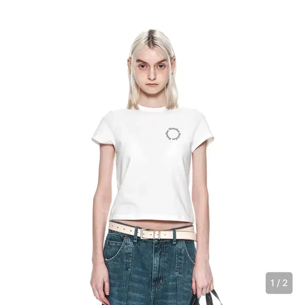 [BUNJANG] Matinkim Circle Logo Crop Top T-Shirt / 마뗑킴 circle logo crop top 반팔
