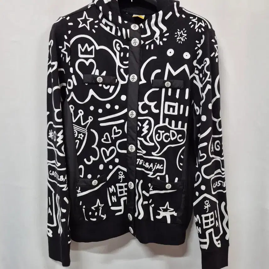 [BUNJANG] Castelbajac Women's Patterned Hooded Zip-Up / 까스텔바작 여성  패턴 후드 집업 100
