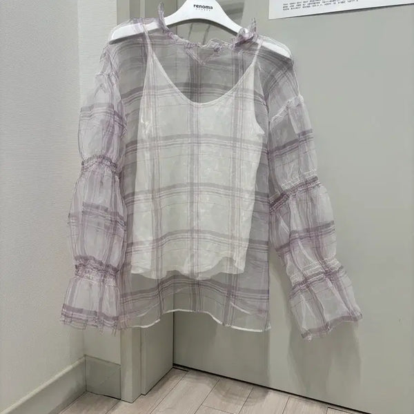 [BUNJANG] Namu Geurim See-through Blouse and Camisole Set / 나무그림 시스루 블라우스 나시 세트