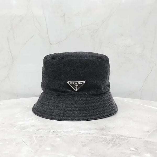 [BUNJANG] Prada Triangle Logo Denim Bucket Hat Black L 1HC137 / 프라다 삼각로고 데님 블랙 버킷햇 L 1HC137
