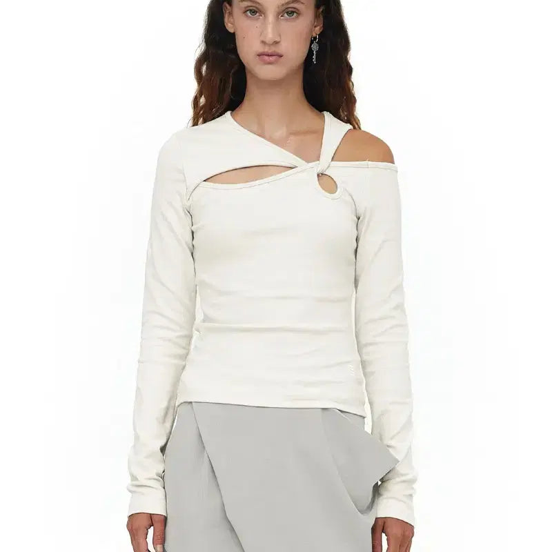 [BUNJANG] Seric One Shoulder Twist Top Ivory / 세릭 원 숄더 트위스트 탑 아이보리