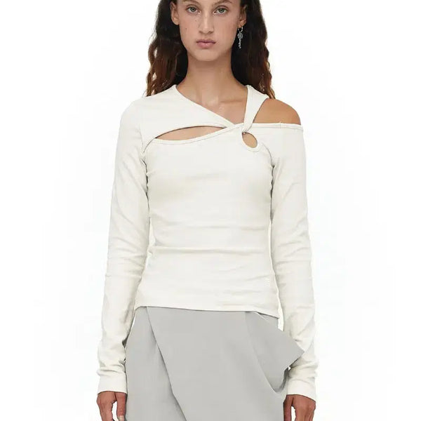 [BUNJANG] Seric One Shoulder Twist Top Ivory / 세릭 원 숄더 트위스트 탑 아이보리