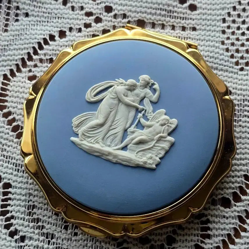 [BUNJANG] Wedgwood Jasperware Hand Mirror & Powder Compact Case / 영국 웨지우드 제스퍼웨어 손거울겸 파우더 팩트 케이스, 콤팩트 미러.