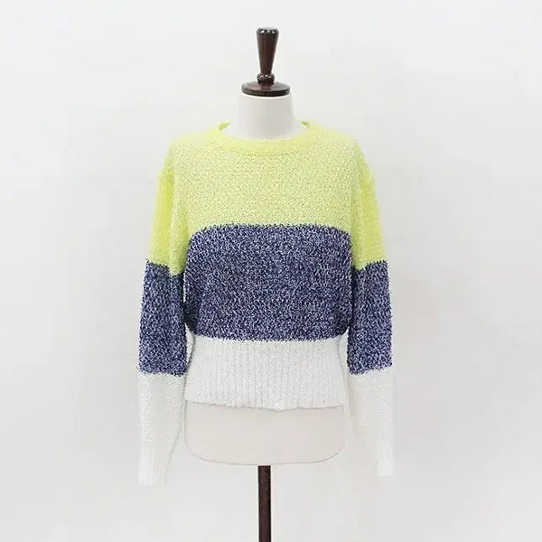 [BUNJANG] MyBani Colorblock Semi-Cropped Knit / 마이바니 배색 세미크롭 니트