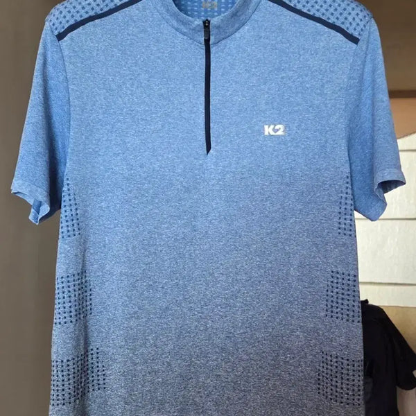[BUNJANG] K2 Men's Melange Short-Sleeve Polo Shirt Blue (105) / K2 남성 멜란지 반팔 카라티 블루(105)