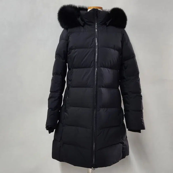 [BUNJANG] Eider Women's Goose Down Fur Hood Long Padding Black S / 아이더 여성 구스다운 퍼 후드 롱패딩 블랙 S