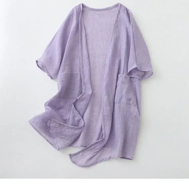 [BUNJANG] Linen Cardigan Lavender Size 77 / 린넨 가디건 라벤더색