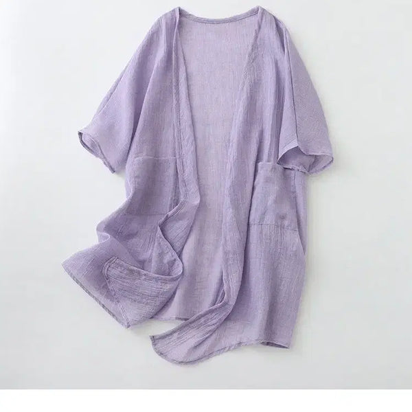 [BUNJANG] Linen Cardigan Lavender Size 77 / 린넨 가디건 라벤더색