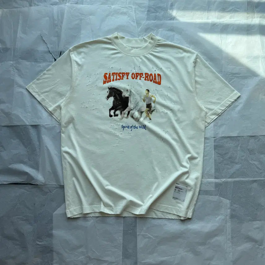 [BUNJANG] Satisfy Mostech Spirit of the Wild T-Shirt Off White / 새티스파이 모스테크 '스피릿 오브 더 와일드' 티셔츠 오프 화이트