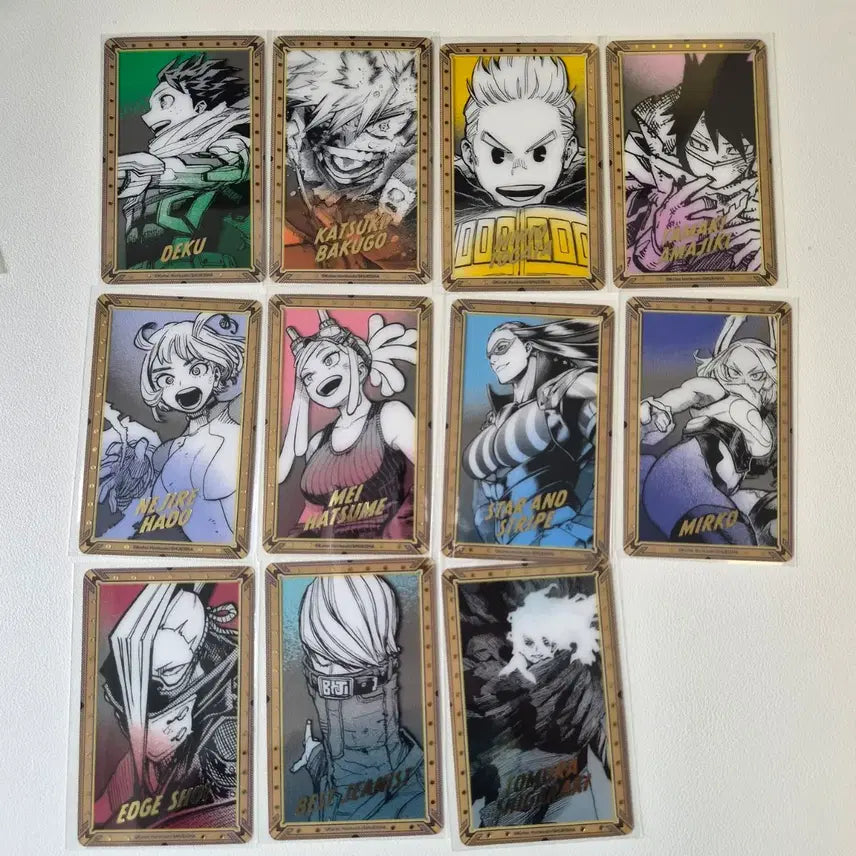 [BUNJANG] My Hero Academia Original Art Exhibition Gold Foil Clear Card Set Bundle / 히로아카 나히아 바쿠고미도리야 원화전 금박호일 클리어카드 일괄 정리