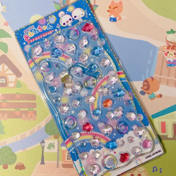 [BUNJANG] Awawa-chan Bori Bori 3D Glass Sticker / 아와와짱 볼록 봉봉 입체 스티커 3D 유리알 헤이세이