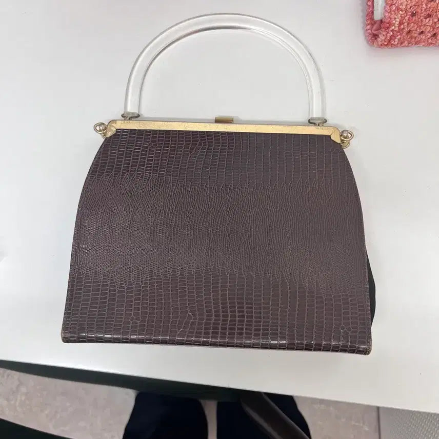 [BUNJANG] Vintage Crocodile Pattern Tote Bag Brown / 악어 패턴 토트백 브라운