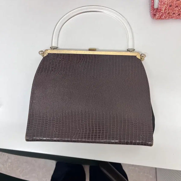 [BUNJANG] Vintage Crocodile Pattern Tote Bag Brown / 악어 패턴 토트백 브라운