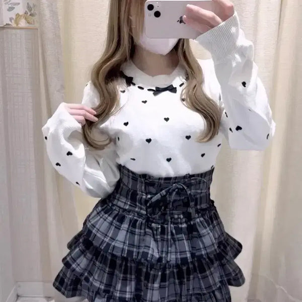 [BUNJANG] Evelyn Heart Embroidery Ribbon Knit / 에블린 evelyn 하트자수리본니트 리즈리사마즈시허니양산형지뢰계