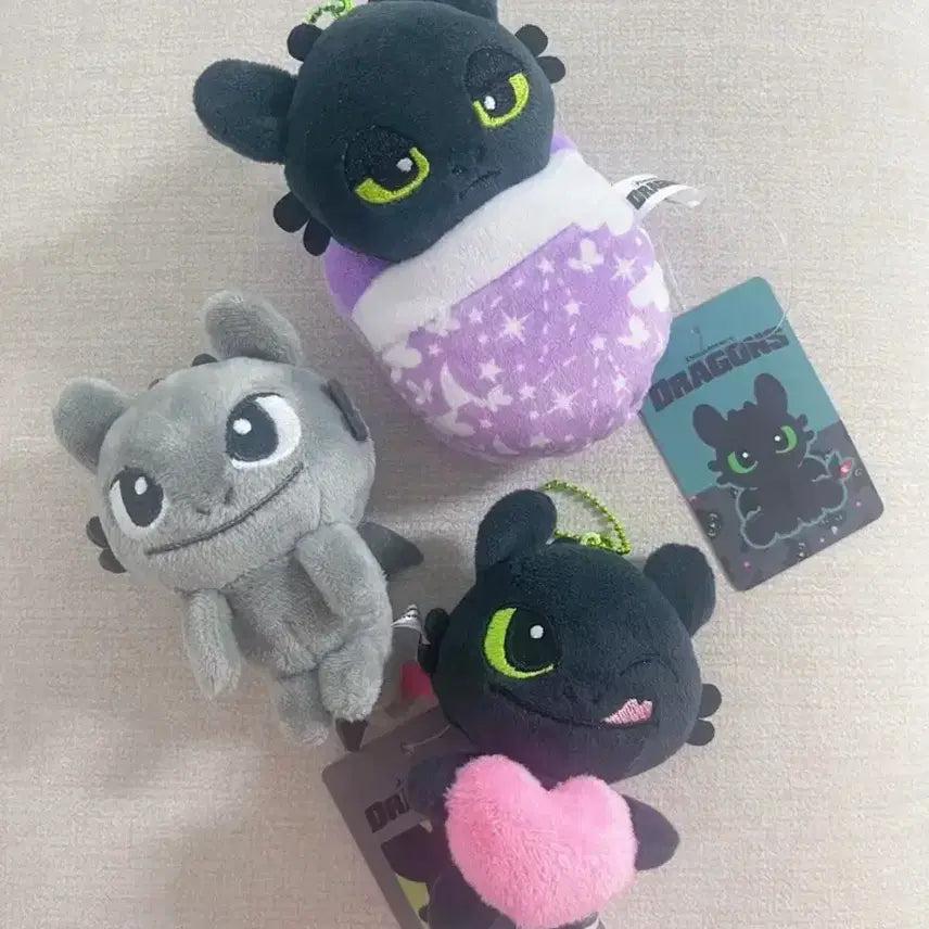 [BUNJANG] How to Train Your Dragon Toothless Plush Keychain 3-Piece Set / 투슬리스 드래곤 길들이기 인형 키링 3종 세트