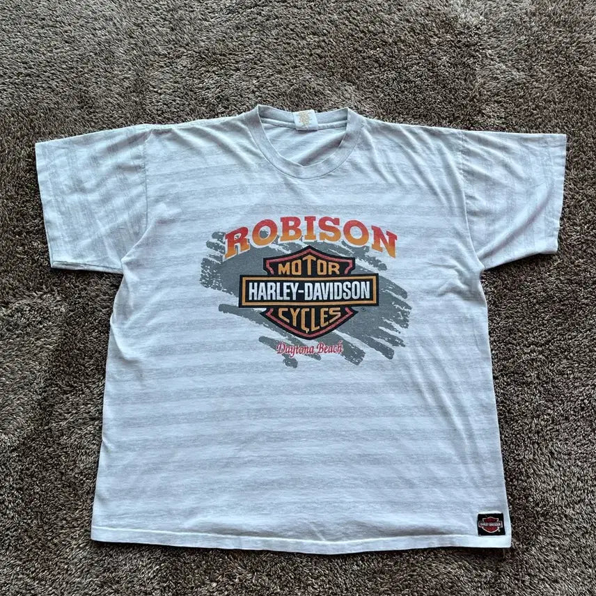 [BUNJANG] Vintage 90s Harley-Davidson Striped T-Shirt / 90s 빈티지 할리데이비슨 티셔츠