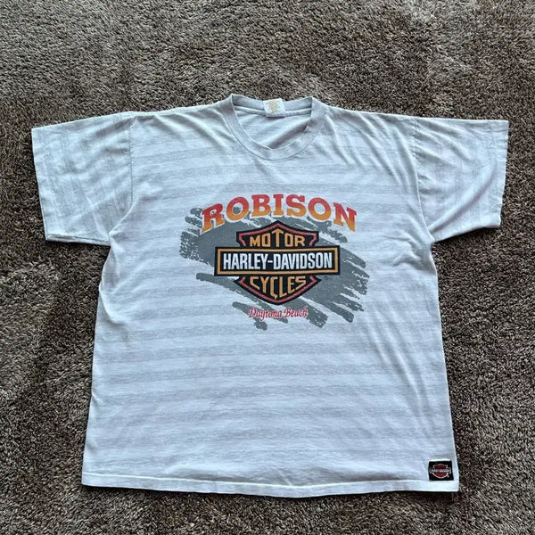 [BUNJANG] Vintage 90s Harley-Davidson Striped T-Shirt / 90s 빈티지 할리데이비슨 티셔츠
