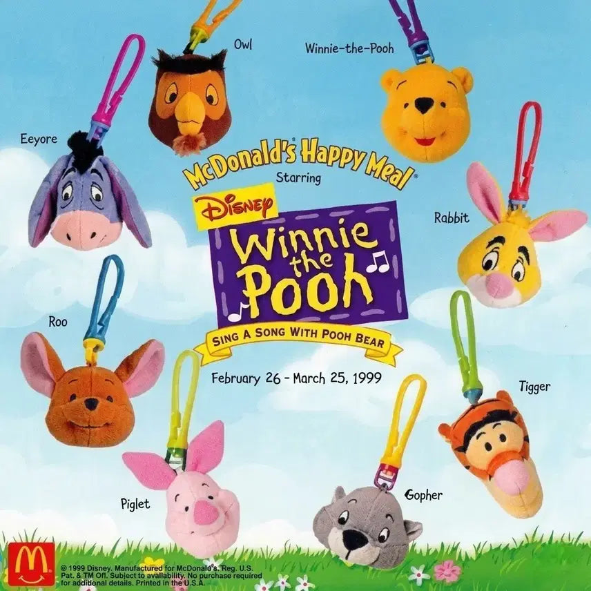 [BUNJANG] McDonald's Happy Meal Winnie the Pooh Plush Keychain Set (8 Types) / 맥도날드 해피밀 곰돌이 푸 인형 키링 8종 세트