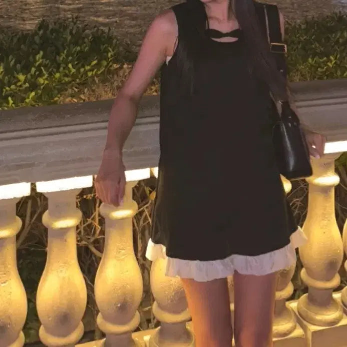 [BUNJANG] Ribbon Frill Sleeveless Dress / 리본 프릴 나시 원피스