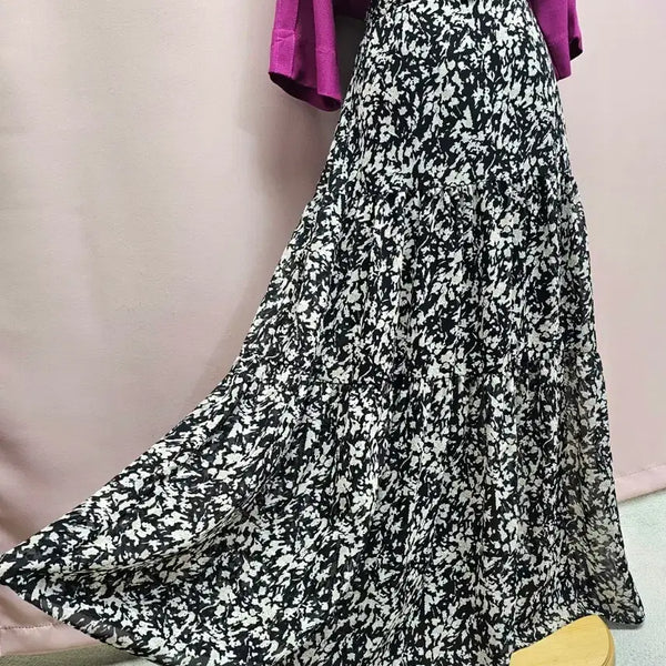 [BUNJANG] Pattern Chiffon Maxi Skirt / 패턴 쉬폰 롱스커트 맥시스커트