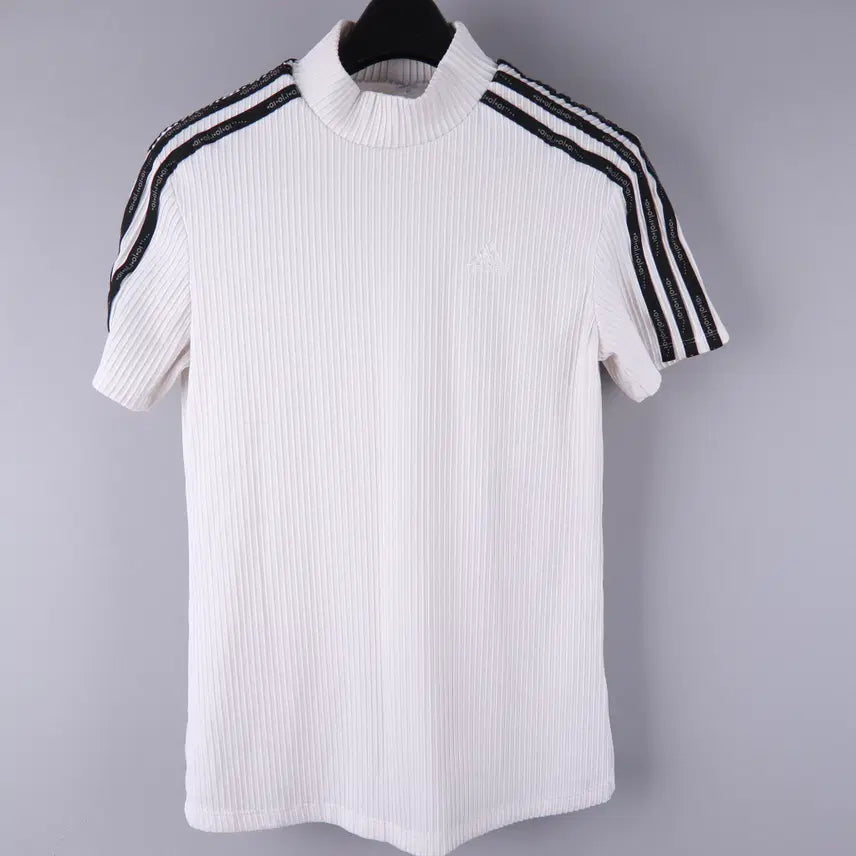 [BUNJANG] Adidas Color Neck Pleats Short Sleeve T-Shirt (XS) / (여성) 아디다스 컬러 목 넥 플리츠 반팔 티셔츠 (XS)