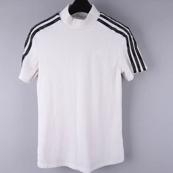 [BUNJANG] Adidas Color Neck Pleats Short Sleeve T-Shirt (XS) / (여성) 아디다스 컬러 목 넥 플리츠 반팔 티셔츠 (XS)