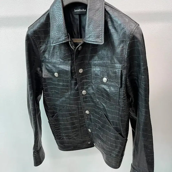 [BUNJANG] Bruhaha Crocodile Leather Jacket / 95) 부루하하 크로커다일 가죽자켓
