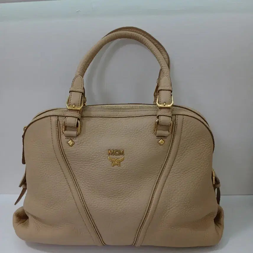 [BUNJANG] MCM Beige Leather Dome Tote Bag / MCM 토트백 베이지