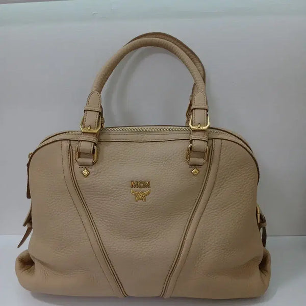 [BUNJANG] MCM Beige Leather Dome Tote Bag / MCM 토트백 베이지