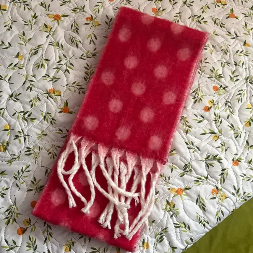 [BUNJANG] Polka Dot Muffler Red / 땡땡이 머플러 / 도트 레드 머플러