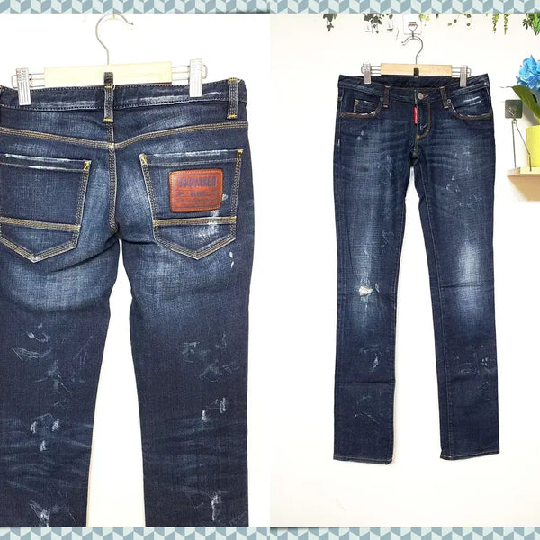 [BUNJANG] DSQUARED2 Distressed Straight Leg Denim Pants / 디스퀘어드2 디스트로이드 스트레이트 데미지데님팬츠 24인치 25인치 인디