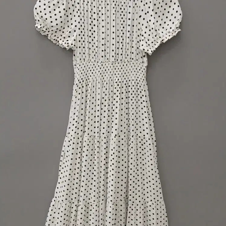 [BUNJANG] White Black Dot Jade Dress / 화이트 블랙도트 비취 원피스