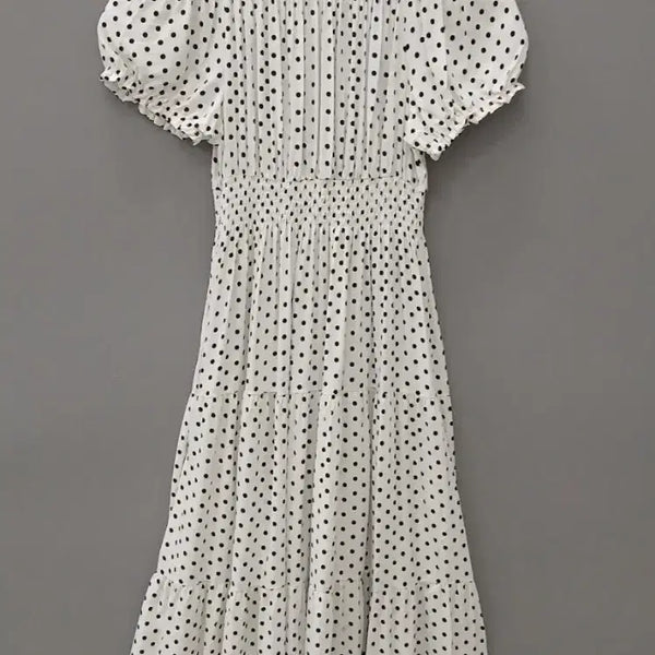 [BUNJANG] White Black Dot Jade Dress / 화이트 블랙도트 비취 원피스