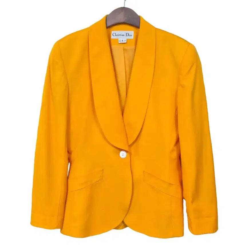 [BUNJANG] Christian Dior Mustard Yellow Round Lapel One-Button Blazer / 크리스찬 디올 머스터드 옐로우 라운드 숄카라 원버튼 블레이저 D69