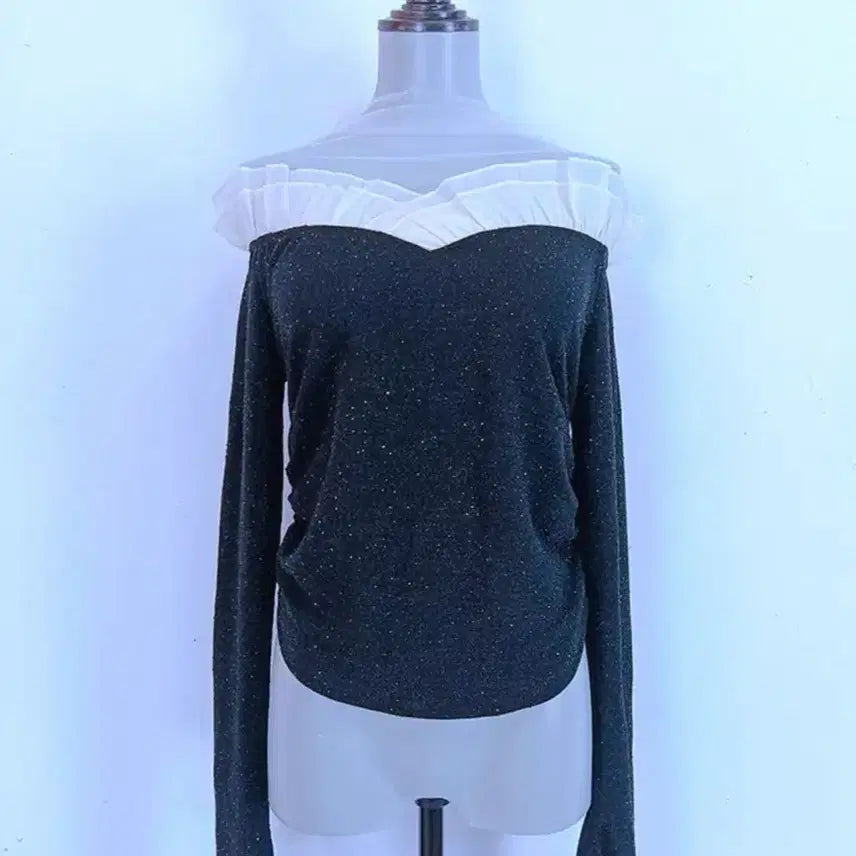 [BUNJANG] Imported Clothing Cubic Lace Off-Shoulder Top / 수입의류 큐빅 레이스 오프숄더