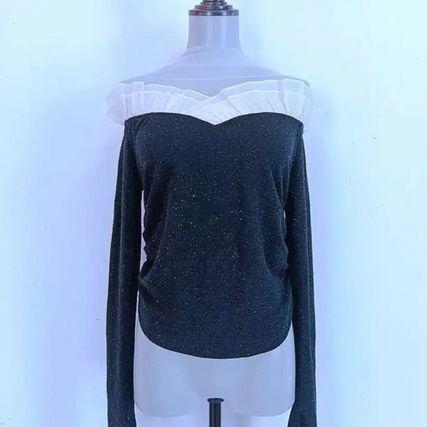 [BUNJANG] Imported Clothing Cubic Lace Off-Shoulder Top / 수입의류 큐빅 레이스 오프숄더
