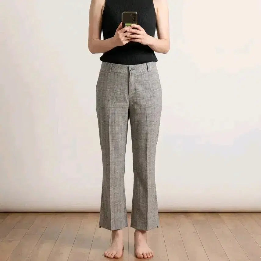 [BUNJANG] NICE CLAUP Check Span Stretch Slacks Pants Size 70 / 나이스크랍 체크 스판 스트레치 슬랙스 바지 70사이즈 정장바지