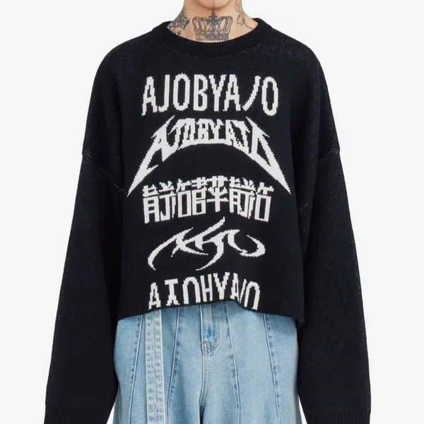 [BUNJANG] AZ BY AZ Total Logo Cropped Sweater Black / [M] Total Logo Cropped Sweater [BLACK]