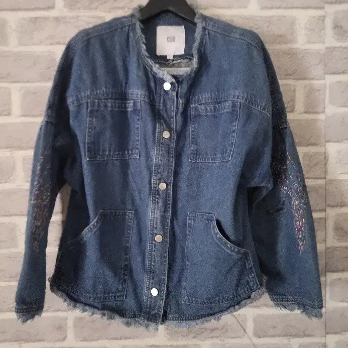 [BUNJANG] Push and Gun Embroidered Contrast Denim Jacket L / 푸시앤건 자수배색 청자켓L/알뜰한여우