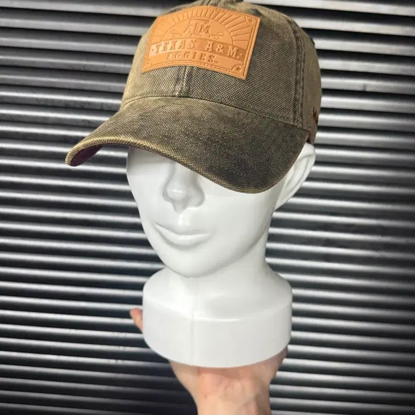 [BUNJANG] Wrangler Washed Denim Ball Cap Hat / Wrangler 렝글러 브라운 갈색 워시드 데님 볼캡 모자 워크 가죽