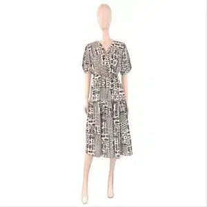 [BUNJANG] Soup Black Print Tiered Long Dress / Soup 블랙 프린트 티어드 롱원피스/알뜰한여우