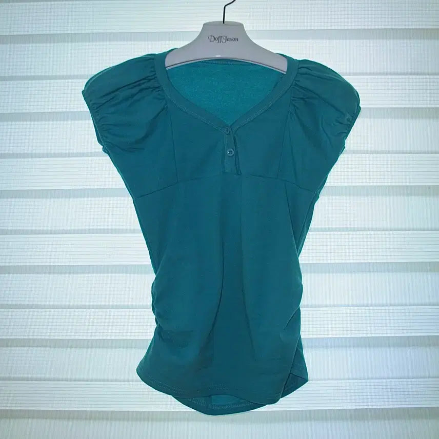 [BUNJANG] Please Follow Sia Button Shirring Sleeve Top / 새상품) 플리즈노팔로우 시아 버튼 셔링 슬리브 탑 st