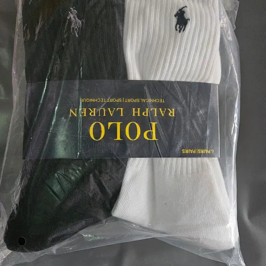 [BUNJANG] Polo Ralph Lauren Crew Socks White/Black 6-Pair Set with Shopping Bag / 폴로양말 폴로포니양말 화이트 6개세트 새상품+쇼핑백