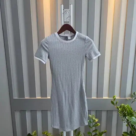 [BUNJANG] H&M Ribbed Short Sleeve Mini Dress Gray / H&M 골지 반팔 원피스 34