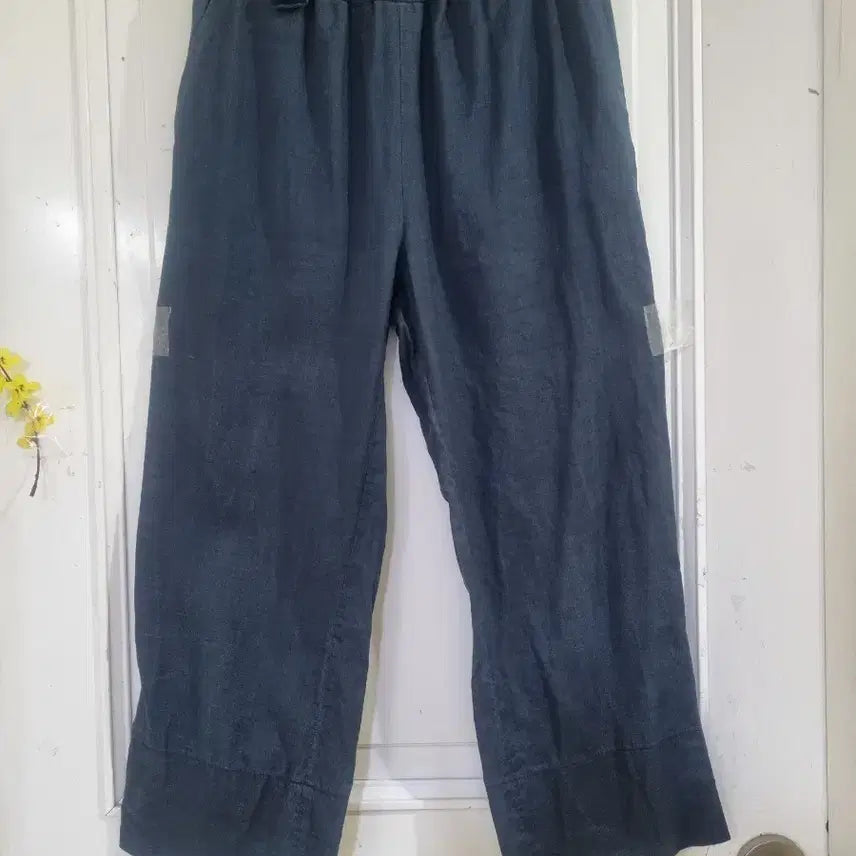 [BUNJANG] Linen 100% Banding Straight Leg Pants / 여름 시원한  곤색.  고급스러운 마 린넨100 밴딩  일자통바지