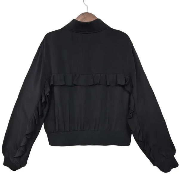 [BUNJANG] T.I.B.I. Ruffle Silk Crepe de Chine Blouson Bomber Jacket / #TIbI  티비 러플 실크 크레이프드신 블루종 봄버 매장정품 d483