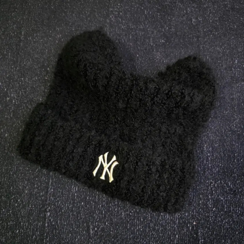 [BUNJANG] MLB Karina Cat Ear Beanie Black / MLB 카리나 미야옹비니 블랙