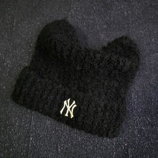 [BUNJANG] MLB Karina Cat Ear Beanie Black / MLB 카리나 미야옹비니 블랙